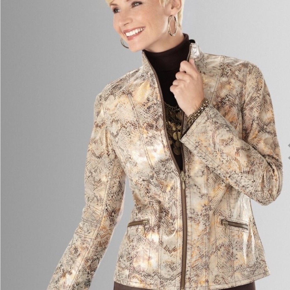 Chico's Snake Skin Leather Jacket (Size M)